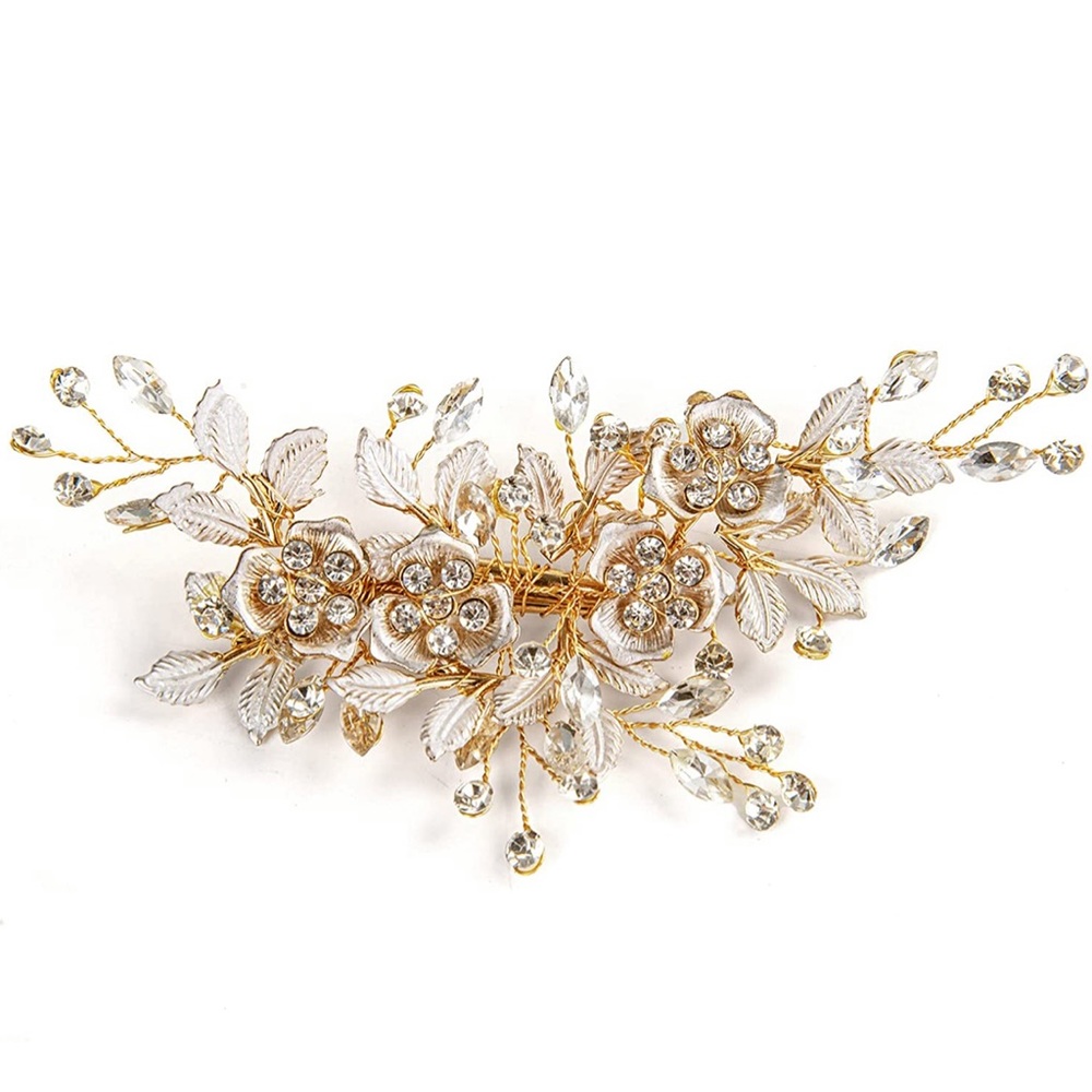 NEW Beaded Metal Hair Clip with Flowers and Vines